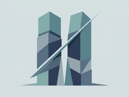 兩棟建築被一道斜線切分——象徵日本建設業「脱ファミリー化」的承継路線重構